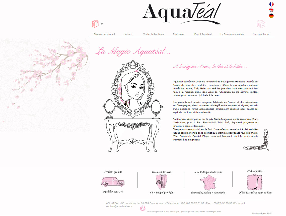page de présentation société du site web aquateal.com conçu et réalisé par creativemagmastudio.com
