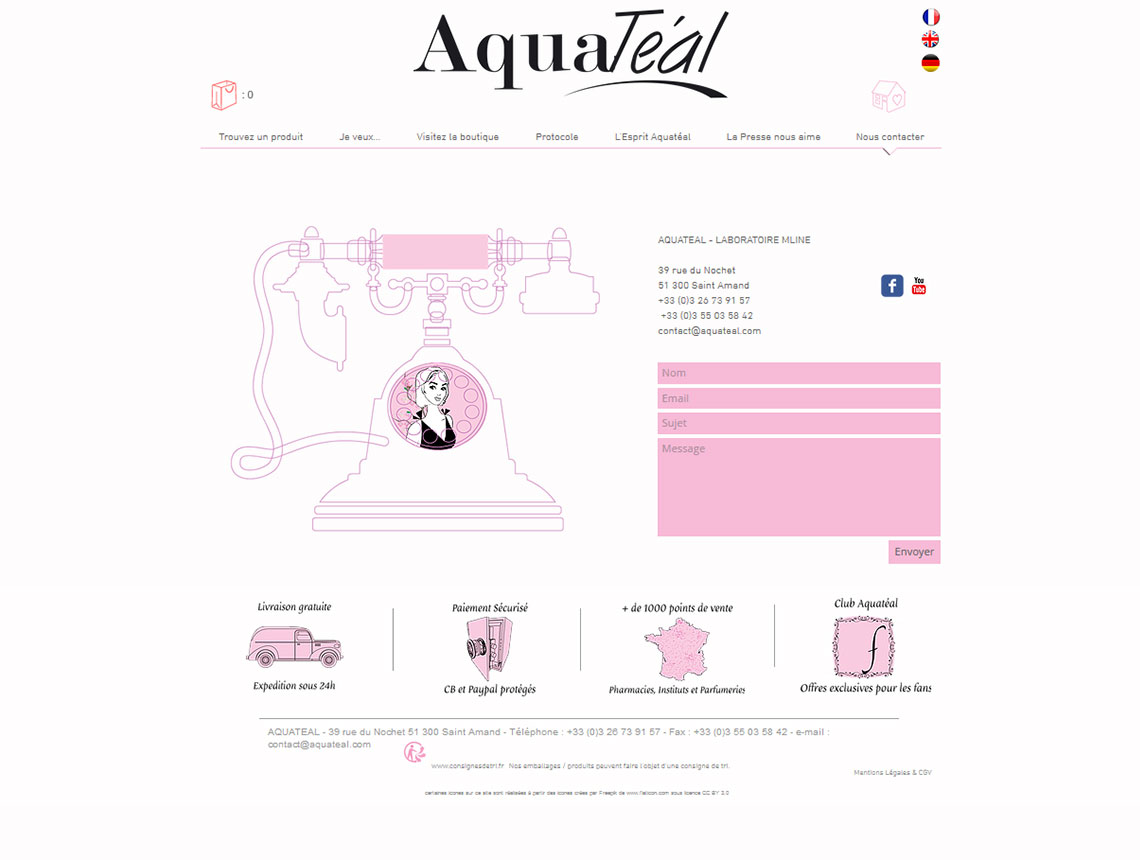 page de contact du site web aquateal.com conçu et réalisé par creativemagmastudio.com