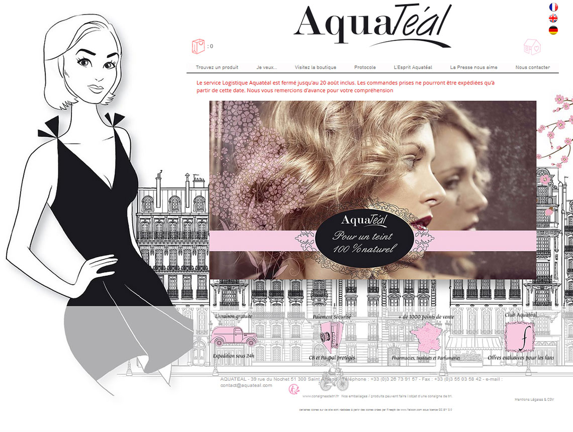 page d'accueil du site web aquateal.com conçu et réalisé par creativemagmastudio.com