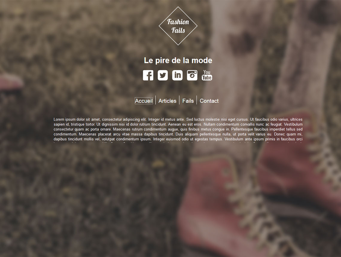 intégration html page d'accueil fashion fails conçu et réalisé par creativemagmastudio.com